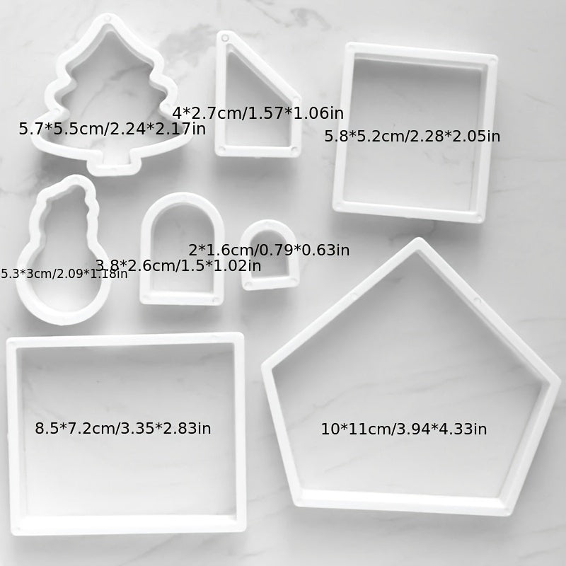 Juego de cortadores de plástico para galletas para herramientas y moldes de horneado de casas de jengibre de Navidad en 3D