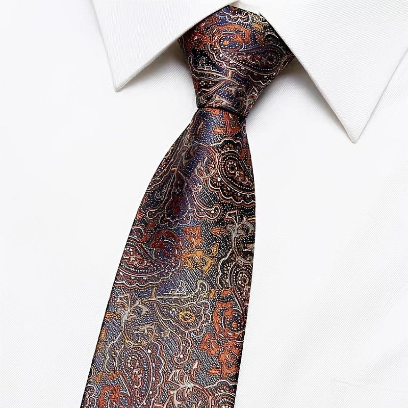 Erkaklar uchun jigarrang naqshli zipli bog'lam, rasmiy ish, to'y va tadbirlar uchun