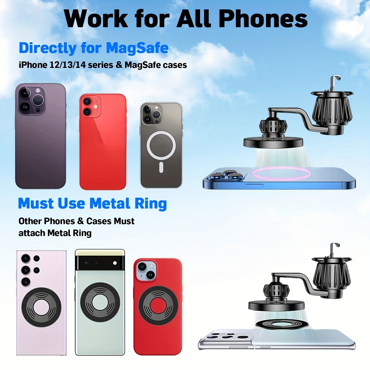 Magnetli avtomobil telefon uchun Magsafe vent montaj uchun mos keladigan iPhone bilan mos keladi