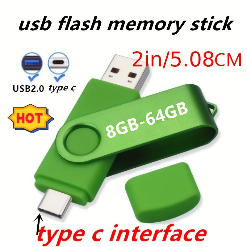 USB Flash Drive 8GB 64GB Dual USB Type C and USB 2.0 Portable Data Storage