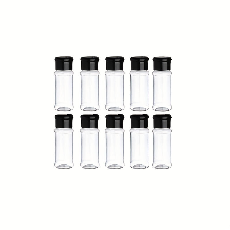 10 piezas de botellas de plástico PET transparente de 100ml para condimentos de pimienta, comino, chile en polvo