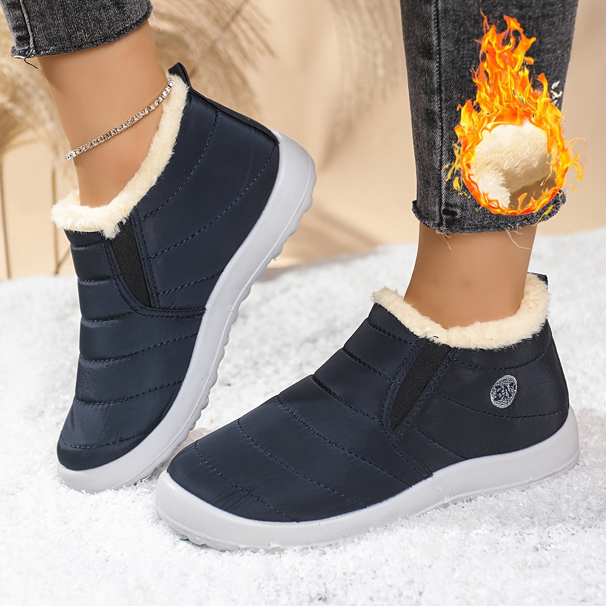 Women's Winter Boots Slip-On Cushioned Insole Non-Slip Sole Burgundy