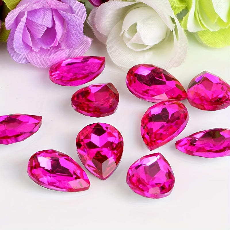 Set of 30 Vibrant Teardrop Rhinestones for Jewelry Making in Assorted Colors
