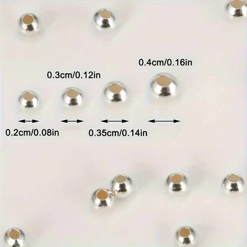 925 Sterling Silver Spacer Beads for Jewelry Making, Round, 10-40 Pieces