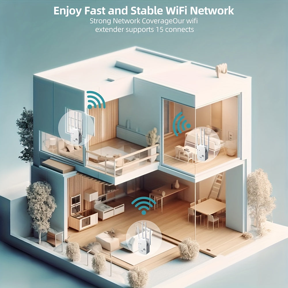 WiFi Extender 2.4G with 4 Antennas Ethernet Port Home Office Cafe Signal Booster