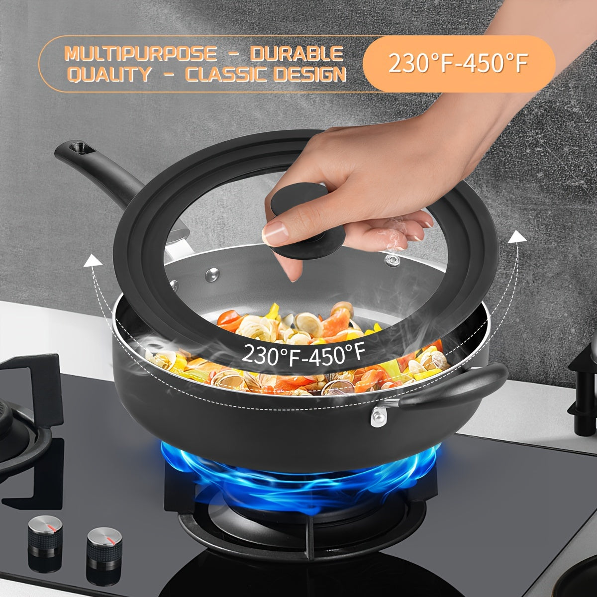 Silicone Lid for Cookware Pots and Pans Universal Fit Black