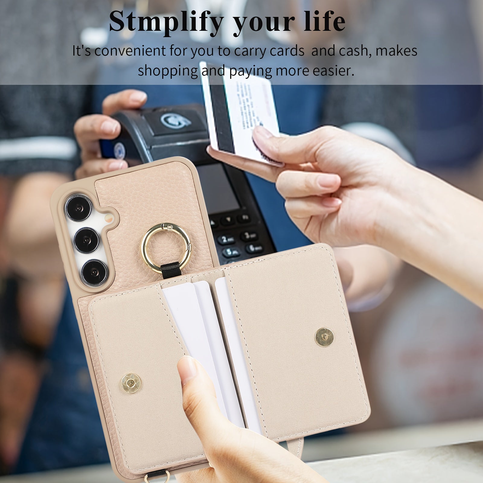 Faux Leather Crossbody Phone Bag for Samsung Plus with Wallet Card Slots Lanyard