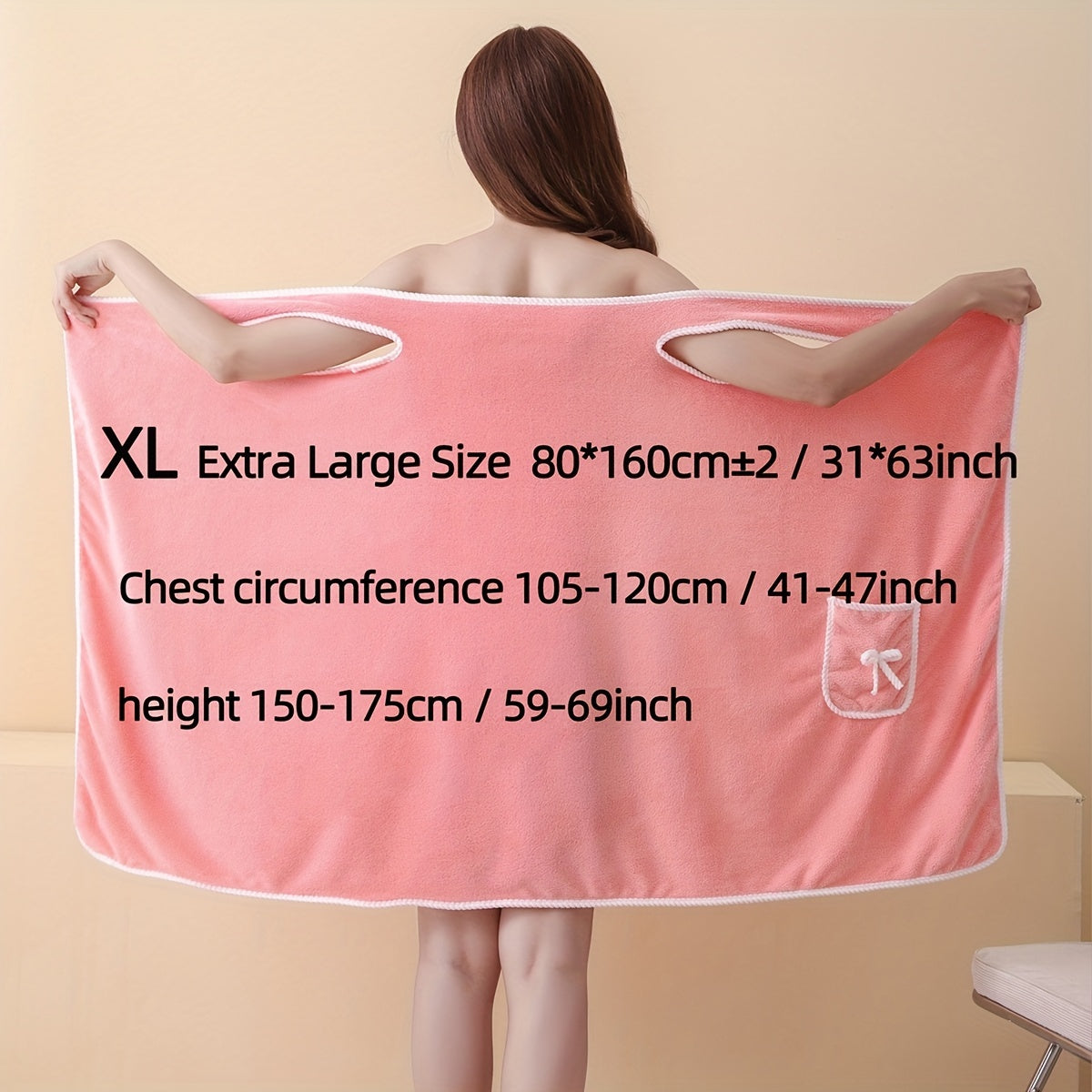 Women's Bath Towel with Pocket Absorbent and Adjustable for Bathroom and Home