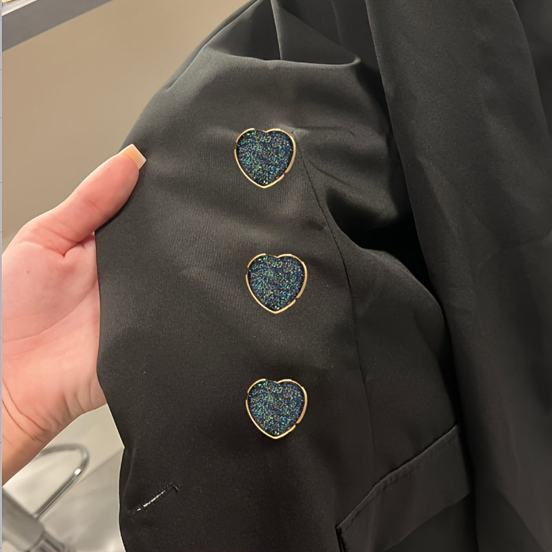 Kiyimlar va hunarmandchilik uchun 5 yoki 10 ta yurak shaklidagi metall tugmachalar to'plami, porloq aksessuarlar bilan