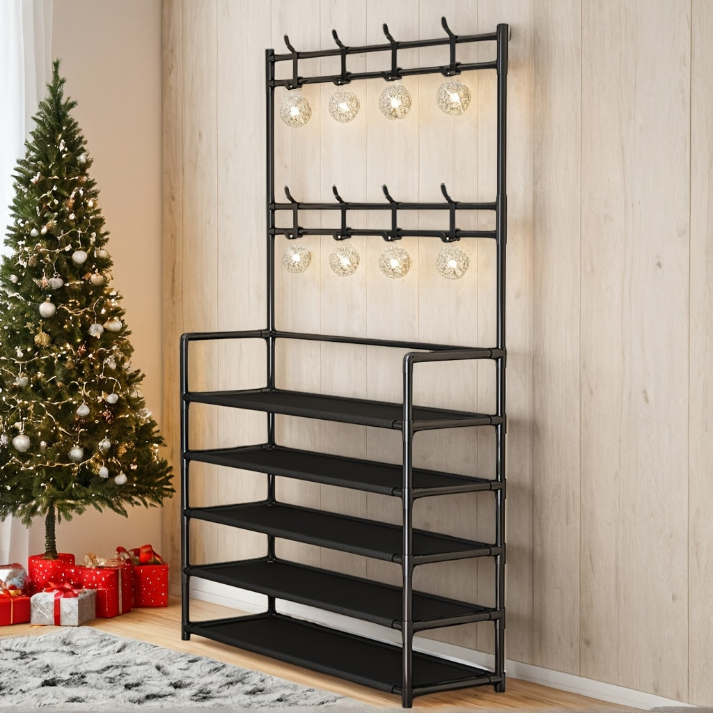 Многофункциональная металлическая вешалка для обуви и шляп с 8 крючками для организации прихожей и гостиной