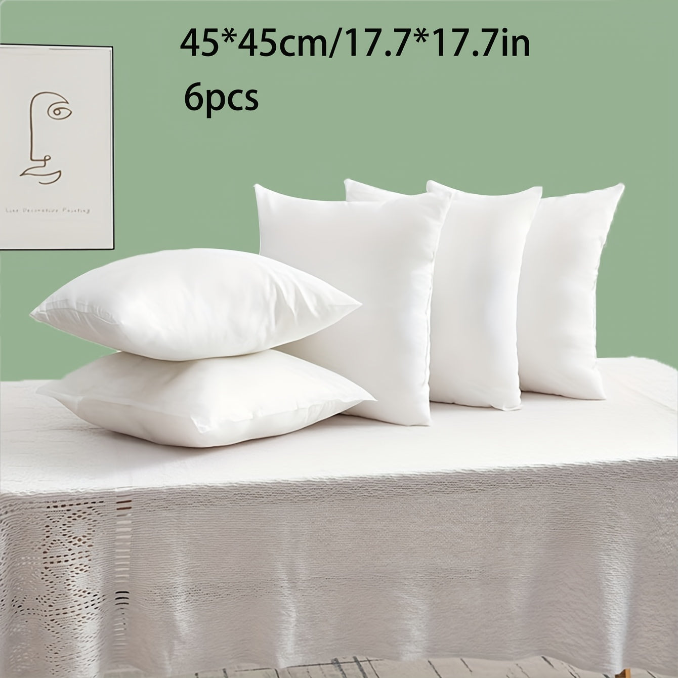White High-Elasticity Pillow Inserts for Sofa Bed Patio Decor Set of 6