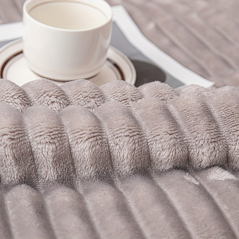 Plush Checkered Rabbit Fur Effect Blanket for Cold Nights and Cozy Snuggling