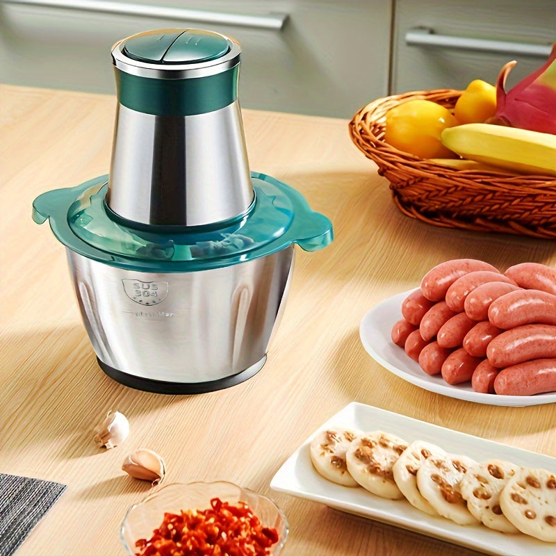 2 tezlik, 4 ta bi-balandlikdagi zanglamaydigan po'latdan yasalgan pichoq bilan kuchli Oziq-ovqat protsessori va go'sht maydalagich, sabzavotlar, piyoz va sarimsoq uchun. Shisha yoki zanglamaydigan po'lat variantlar bilan EU rozetkasi mavjud.