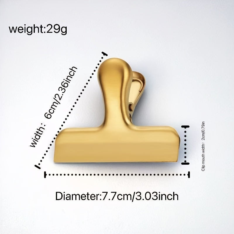 7.7cm Gold Food Bag Sealer Clip and Document Holder Clip Multipurpose Organizer