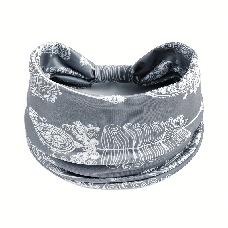 Women’s Boho Polyester Knit Crochet Headband for Yoga Running and Sports