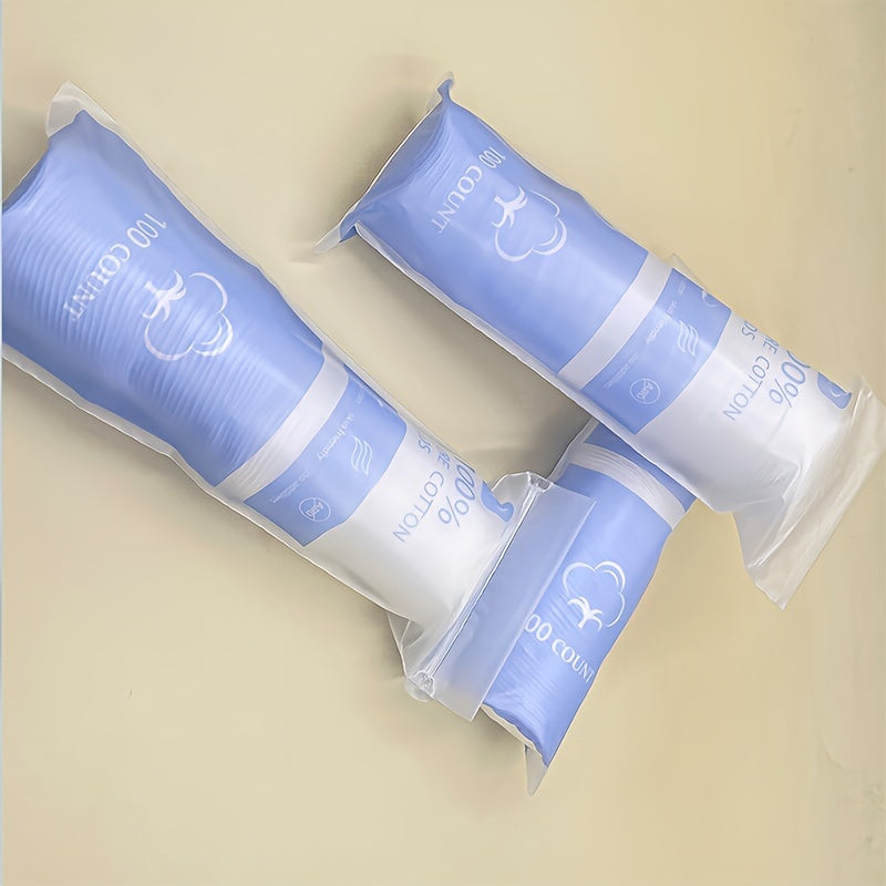 100 Pack Soft Cotton Double-Sided Makeup Remover Pads for All Skin Types