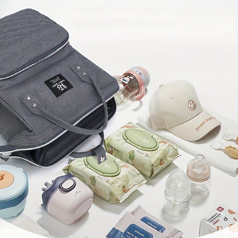 Большой водонепроницаемый серый рюкзак для мамы с подогревателем для бутылочек и карманами для утилиты