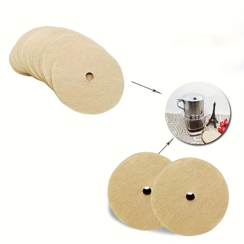 100 dona qahva filtrati qog'ozlari, 6.4 sm dumaloq, bir martalik tomchi filtr, sayohat va ofis uchun
