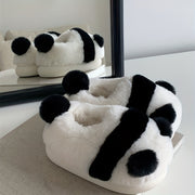 Unisex Cotton Plush Panda Slippers for Couples Non-Slip Socks