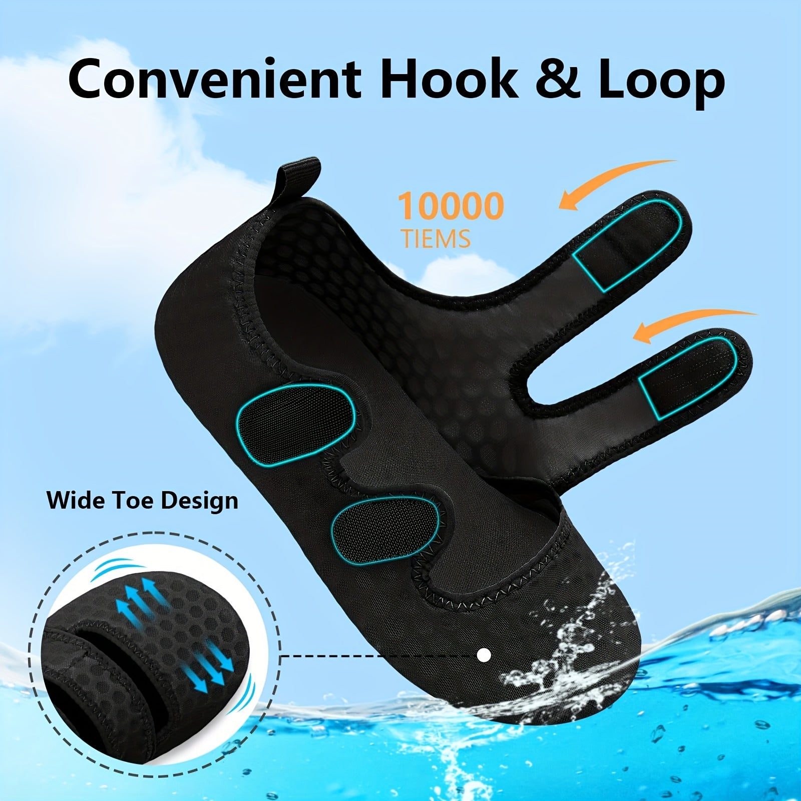 Water Shoes for Women & Men, Breathable & Quick-Dry, Adjustable, Rubber Sole