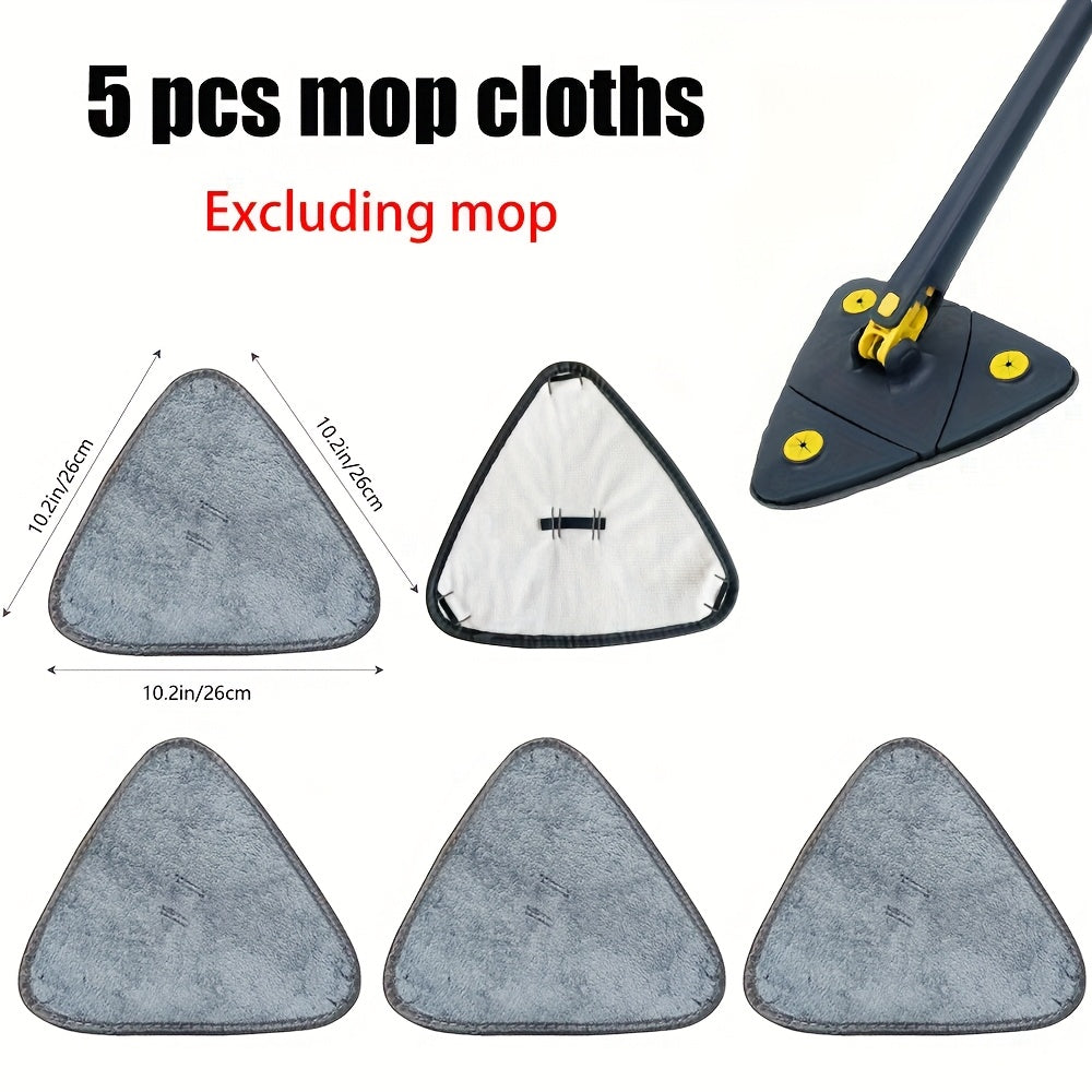 5 ta Mikroto'qima Mop Matolari to'plami - Nam va quruq tozalash uchun spray funksiyasi bilan uchburchak va to'g'ri burchakli almashtirish boshlarini o'z ichiga oladi, qayta ishlatiladigan