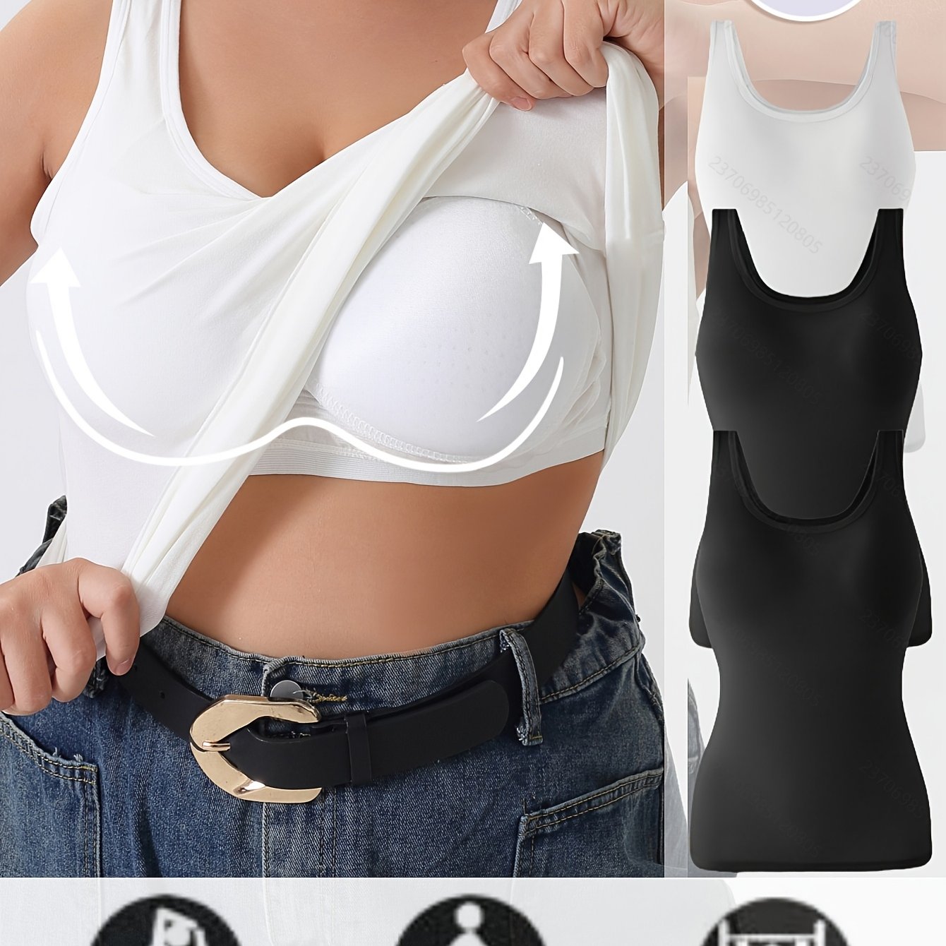 Plus Size Women's Underwear Set with Built-in Bra Pads for Daily or Sports Wear