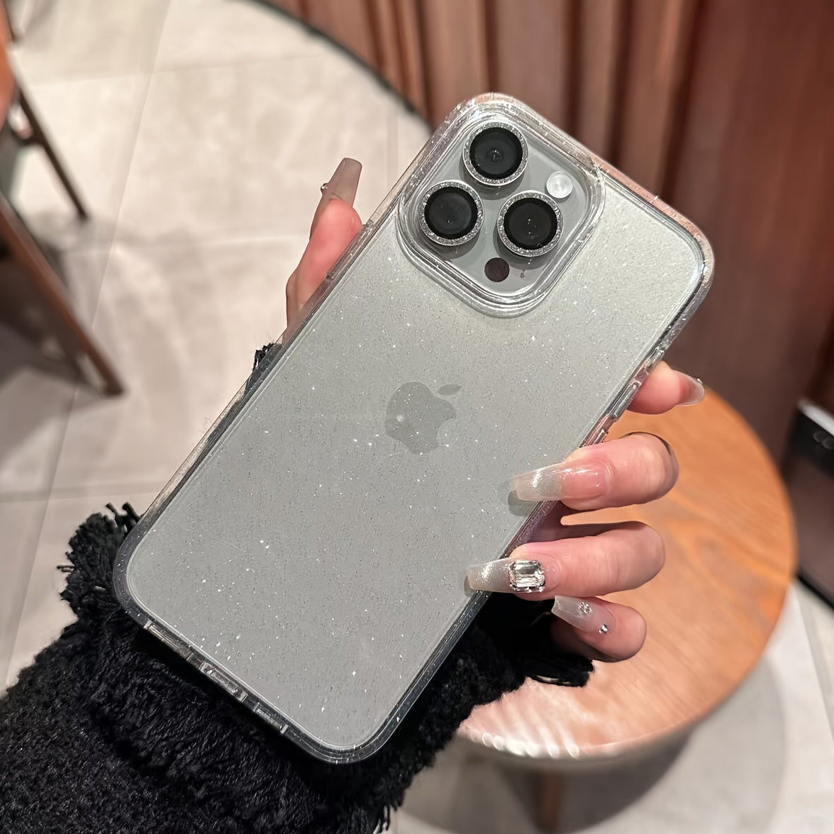 Clear Shockproof Sequin Phone Case for iPhone Models with Lens Protection