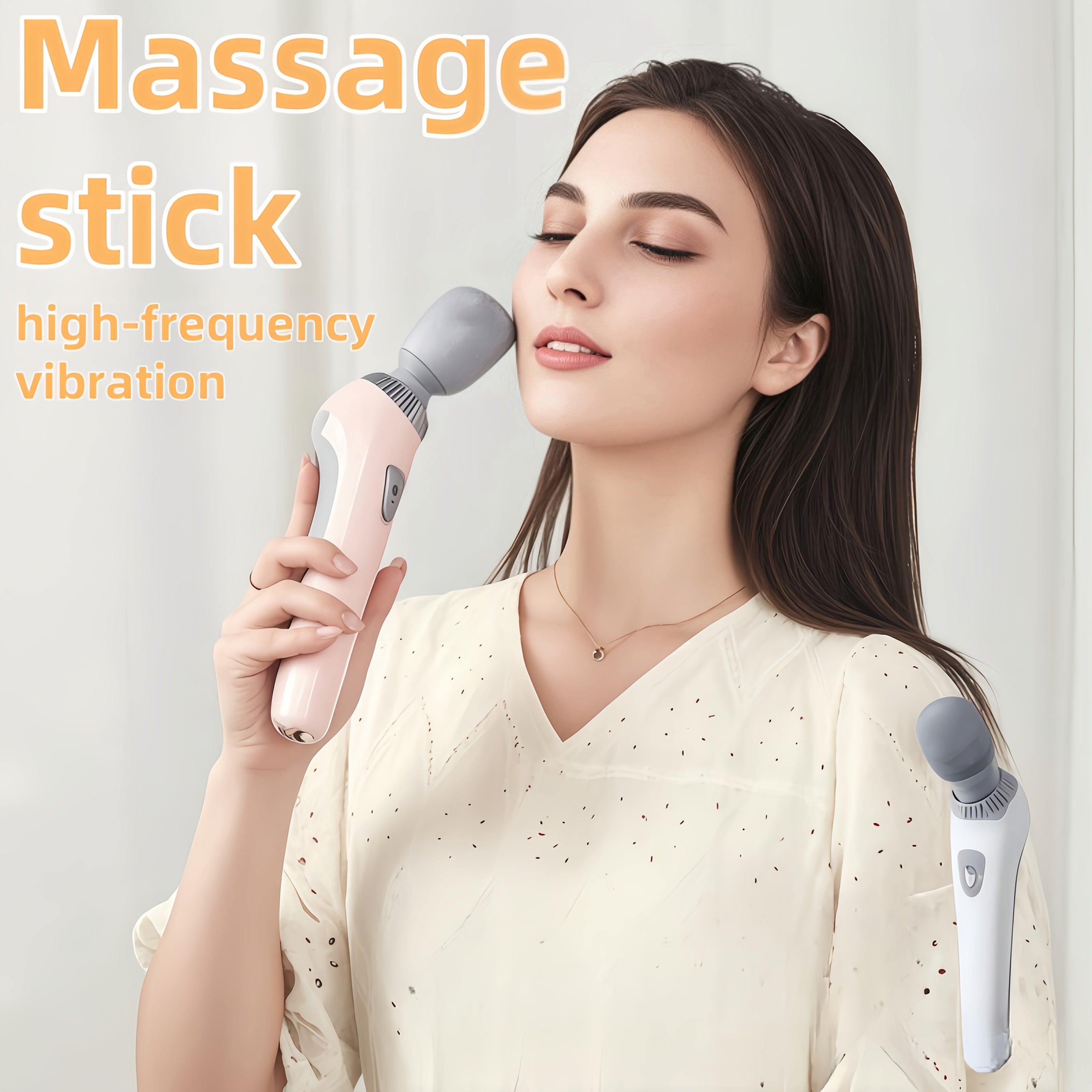 Varita de masaje eléctrica recargable por USB, vibraciones de alta frecuencia, configuraciones ajustables, relajación de todo el cuerpo