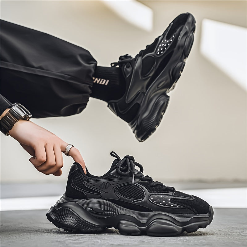 Men's Sneakers Breathable Mesh Casual Sports Mid-Top Lace-Up Anti-Slip Sole