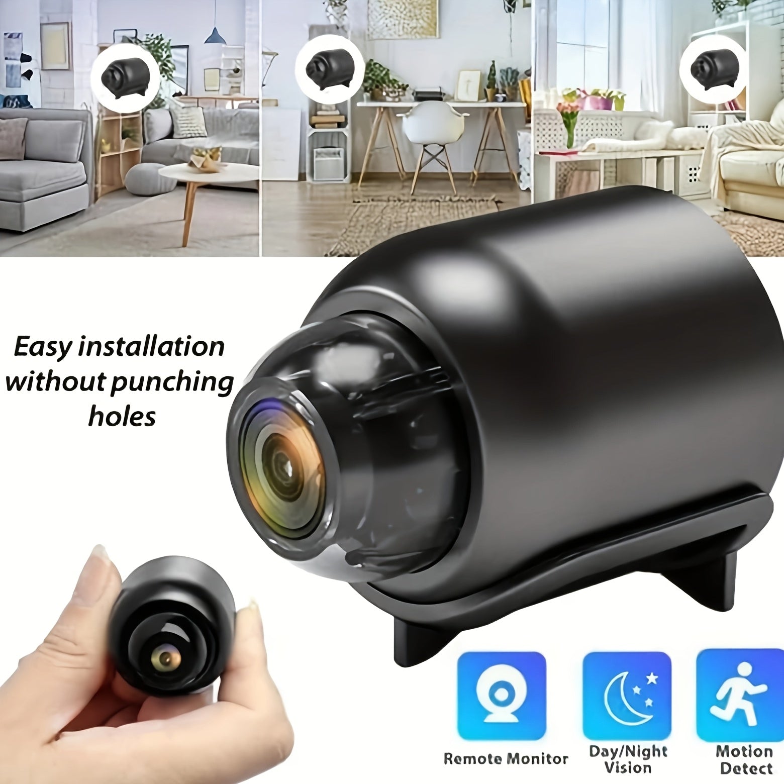 Mini X5 - bu tsiklik yozuv, USB quvvatlanishi va qora rangda bo'lgan ixcham HD1080P simsiz WiFi kamera.