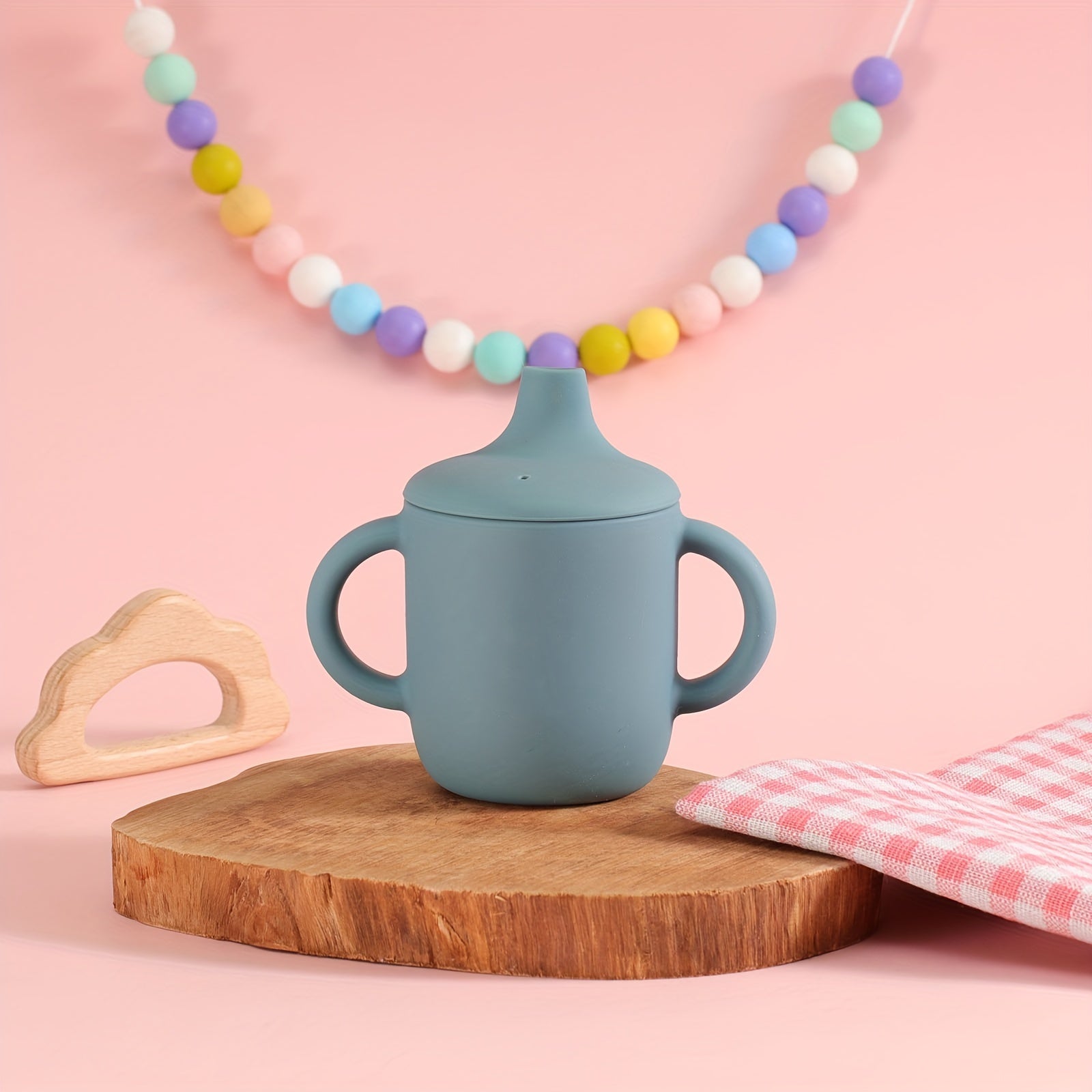 Children's Silicone Drinking Cup Double Handle Baby Food Water Bottle