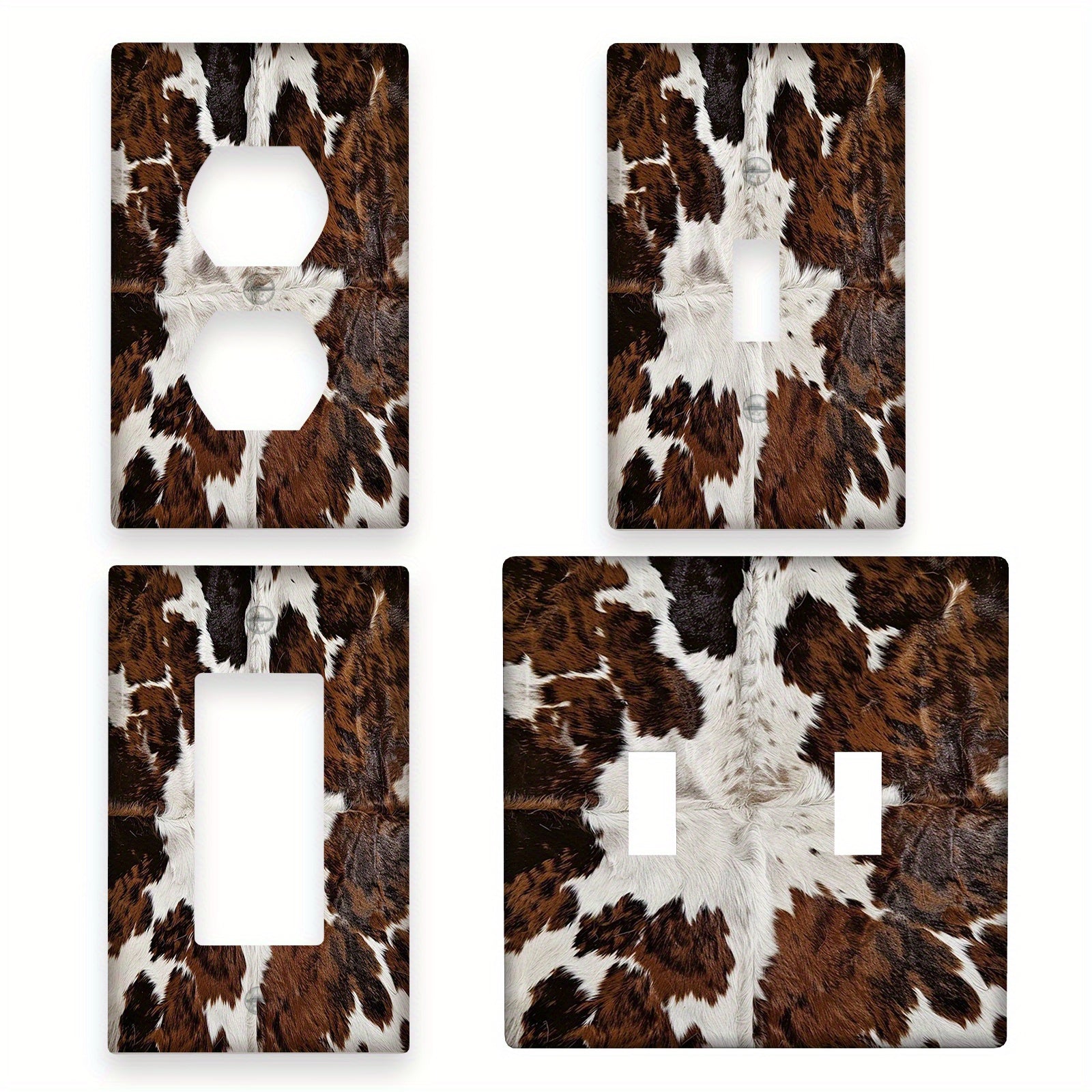 Cowhide Pattern Wall Plate for Indoor Outdoor Use Fits 1-2 Sockets in Bedroom Kitchen Bathroom