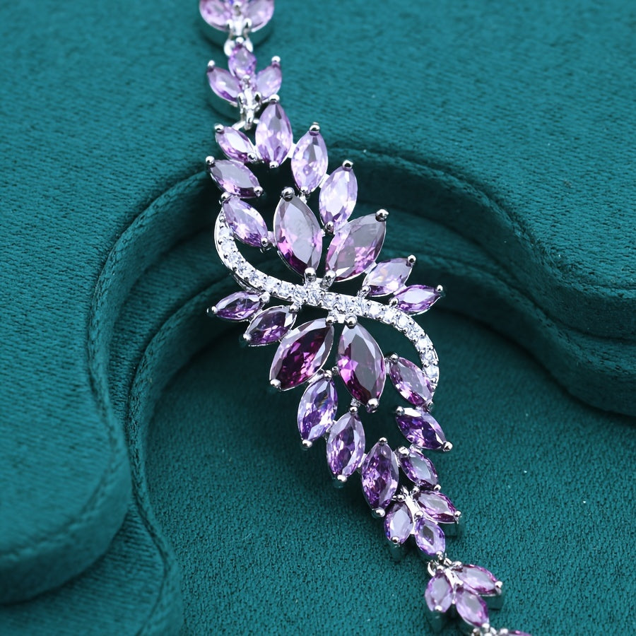 Women's Copper Bracelet with Purple Zirconia for Summer Beach and Casual Wear