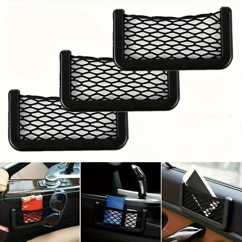 2 шт. автомобильных и туристических сетчатых ящиков для хранения, органайзер из искусственной кожи для смартфонов и необходимых вещей, черный