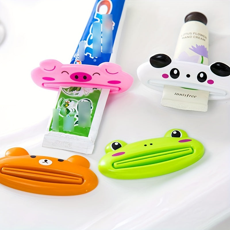 Set of 4 Plastic Toothpaste and Hand Cream Dispenser Clips with Animal Designs