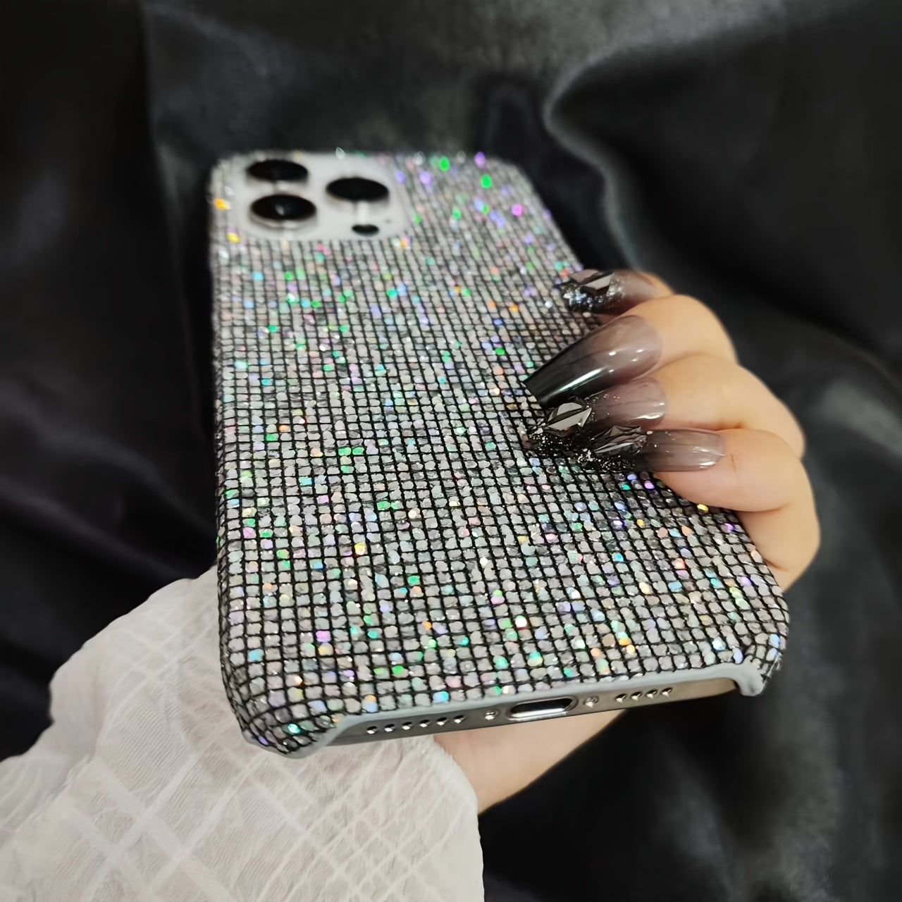Black Glitter Anti-Drop Phone Case for iPhone Models 7-15