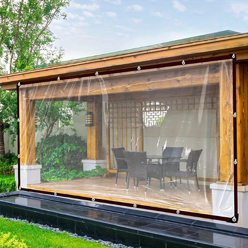 Transparent Waterproof Tarp with Eyelets and Drawstring Closure for Outdoor Use