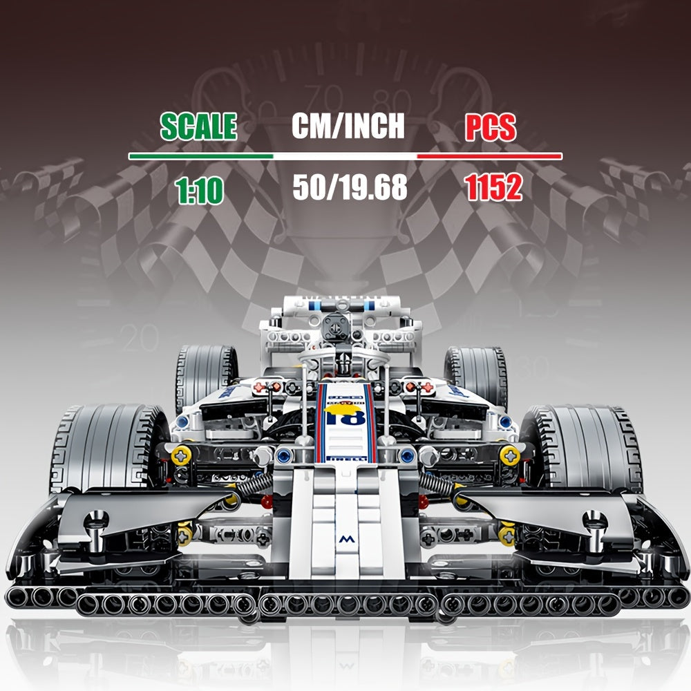 Set de bloques de construcción de supercoche en ABS blanco de 1152 piezas, juguete STEM para niños