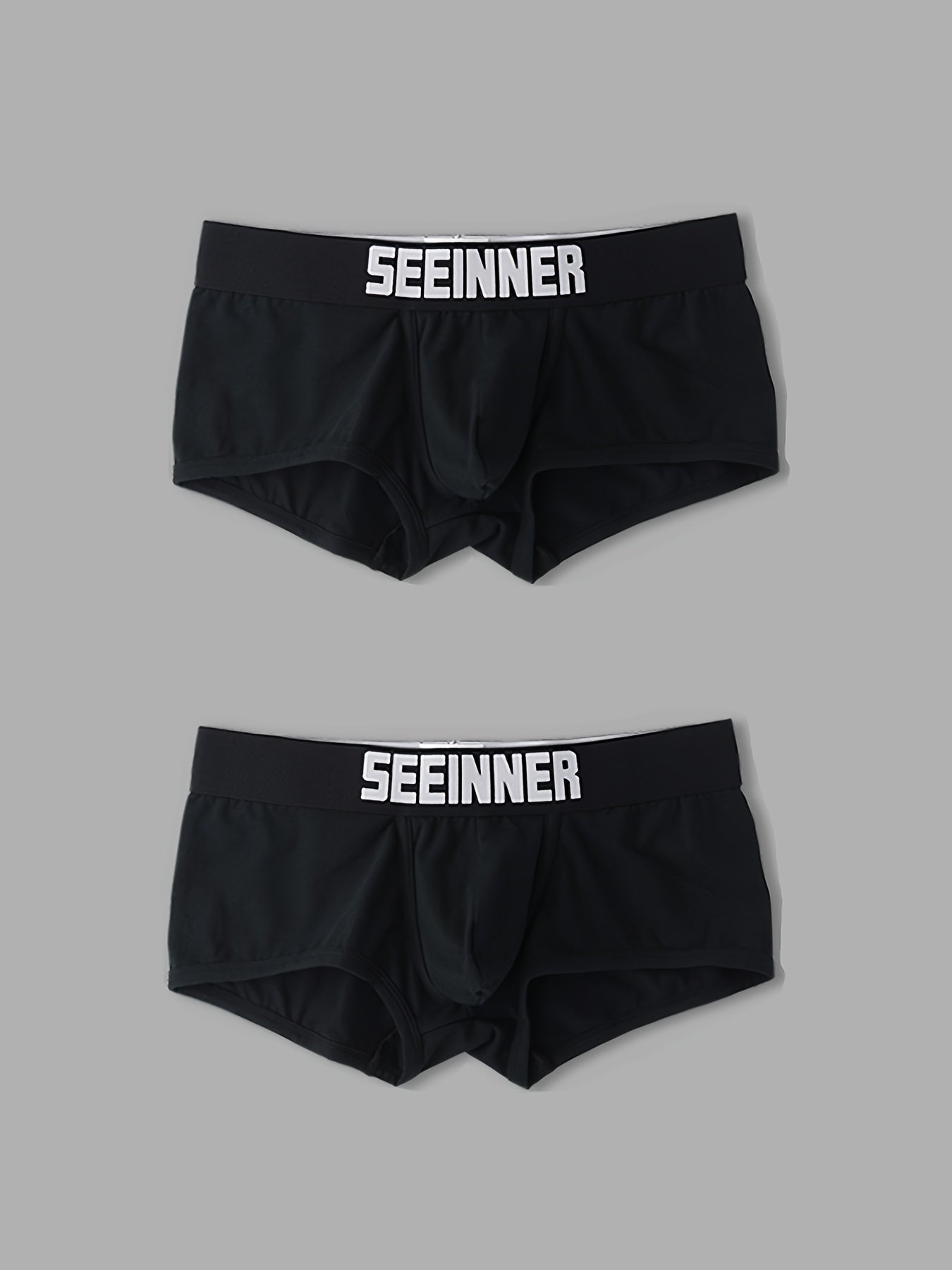 Men's Cotton Boxer Briefs Low Waist Breathable Stretchy Solid Color Shortie Underwear