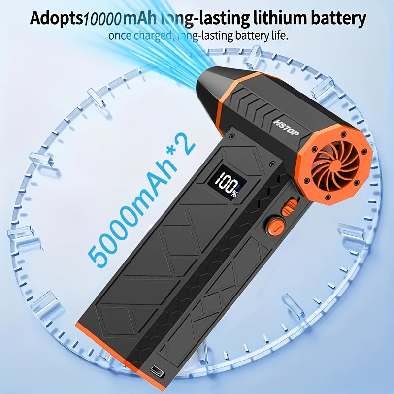 High-Speed Turbo Handheld Air Blower with Digital Display and Dual 5000mAh Batteries