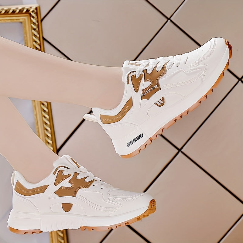 Women's Casual Sneakers Contrast Colors Lace-Up Platform Sole Low Top All-Season