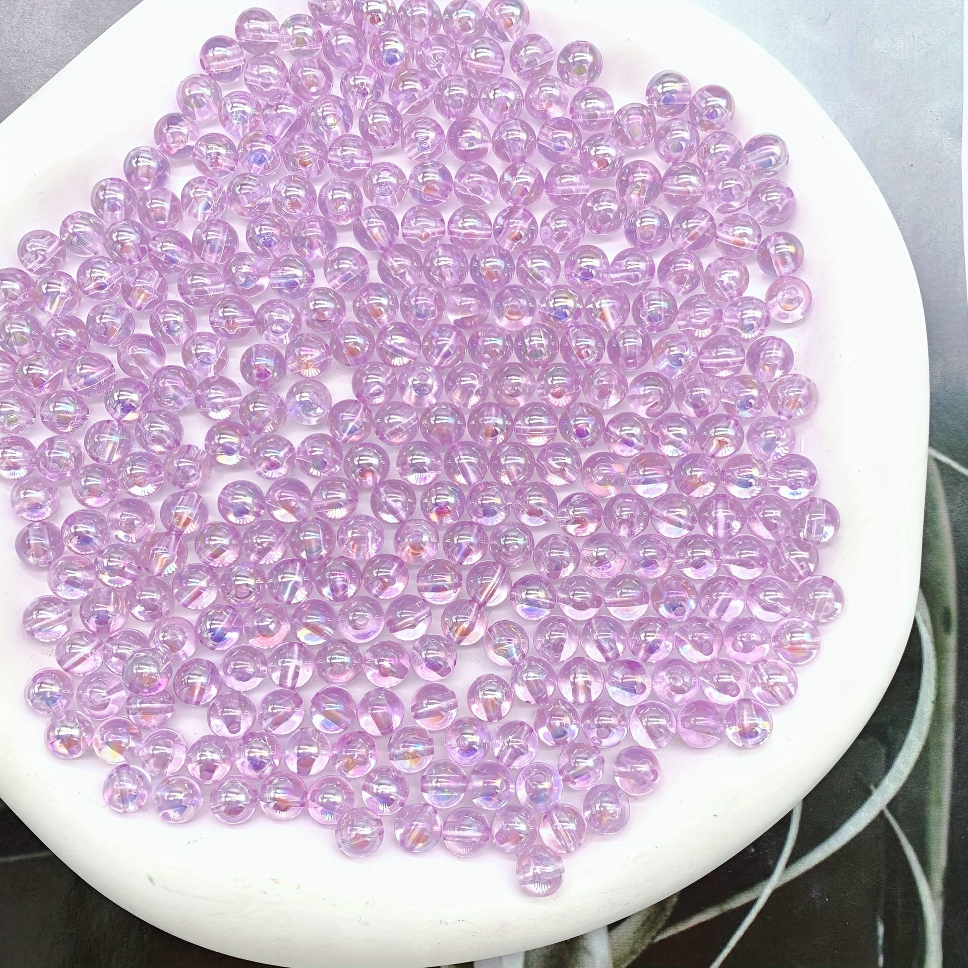 500 Pieces 8mm Iridescent Acrylic Beads AB Pearlescent for Jewelry Making and Crafts