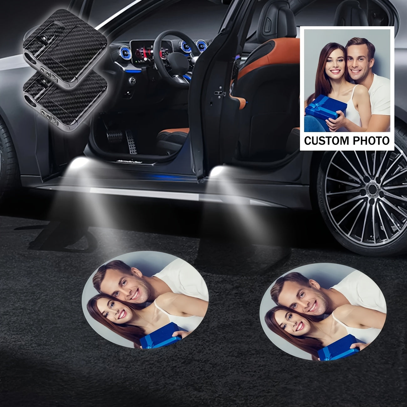 Car Door Welcome Lights 4/2pcs Customizable with Photo and Text for Home and Vehicles