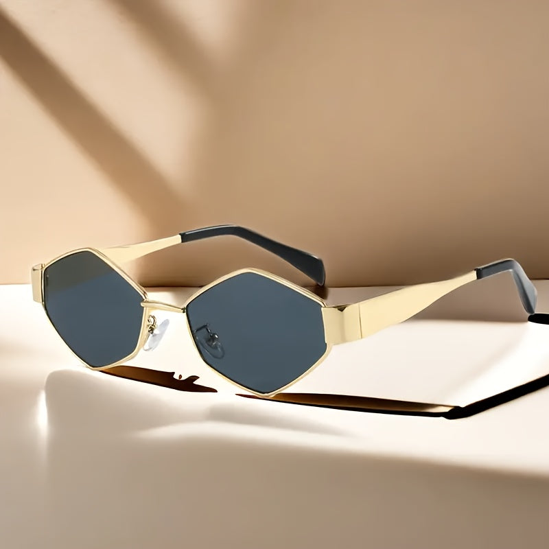 Vintage Metal Polygon Sunglasses for Men and Women with Anti-Reflective Lenses
