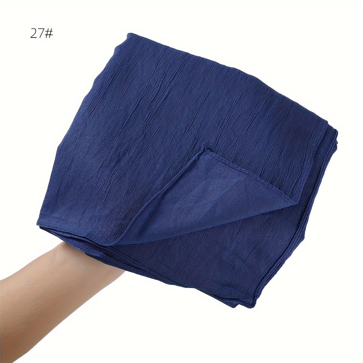Breathable Muslim Women Hijab Solid Color Casual Crinkled Texture Sun and Wind Protection