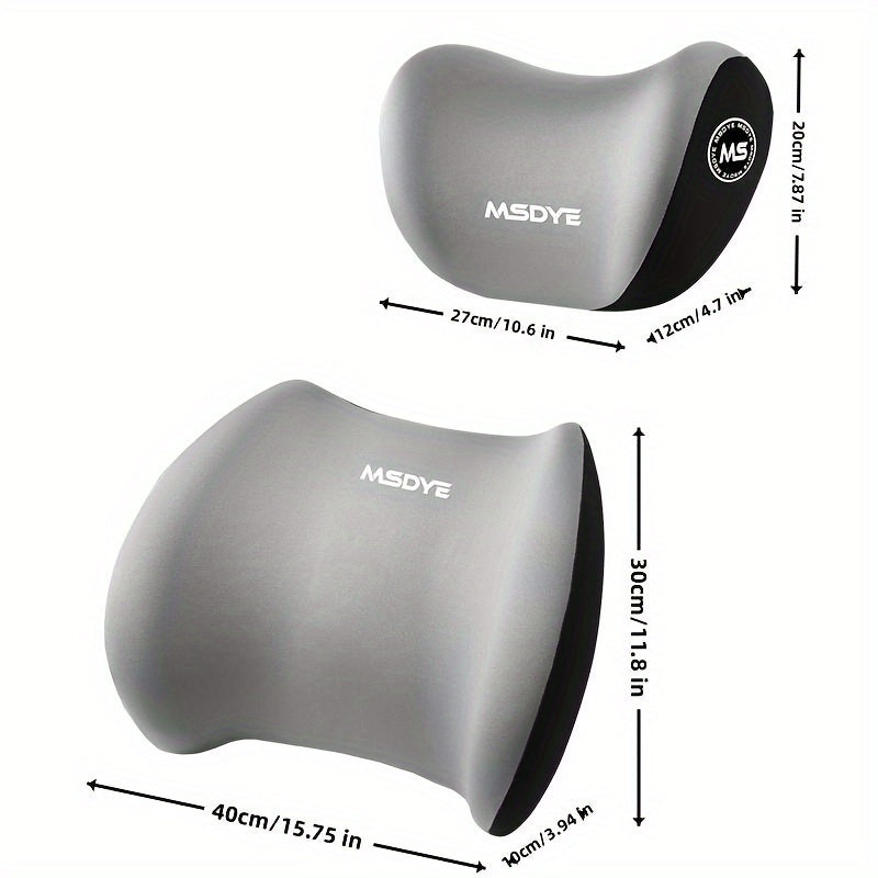 Car Headrest and Lumbar Support Set for Driver's Seat Polyester Memory Foam Car Interior Accessories