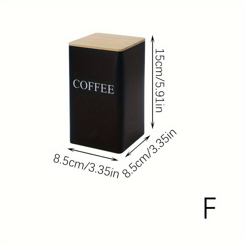 Temir qozonli oshxona bankasi, bambuk qopqog'i bilan, choy, qahva, shakar, yengil ovqatlar uchun