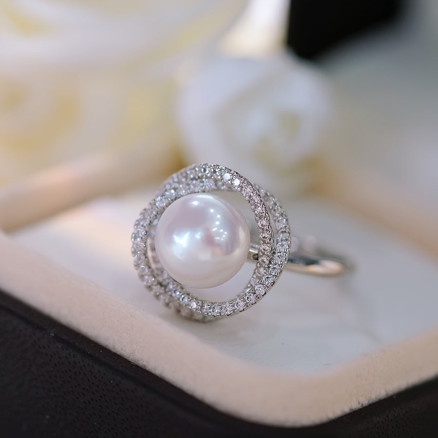 Birds Nest Jewelry Set with Freshwater Pearls Gold-Plated Necklace Ring Earrings for Women