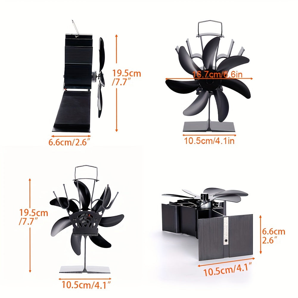 Aluminum 7-Blade Heat Powered Stove Fan for Log Wood Burners Portable Quiet