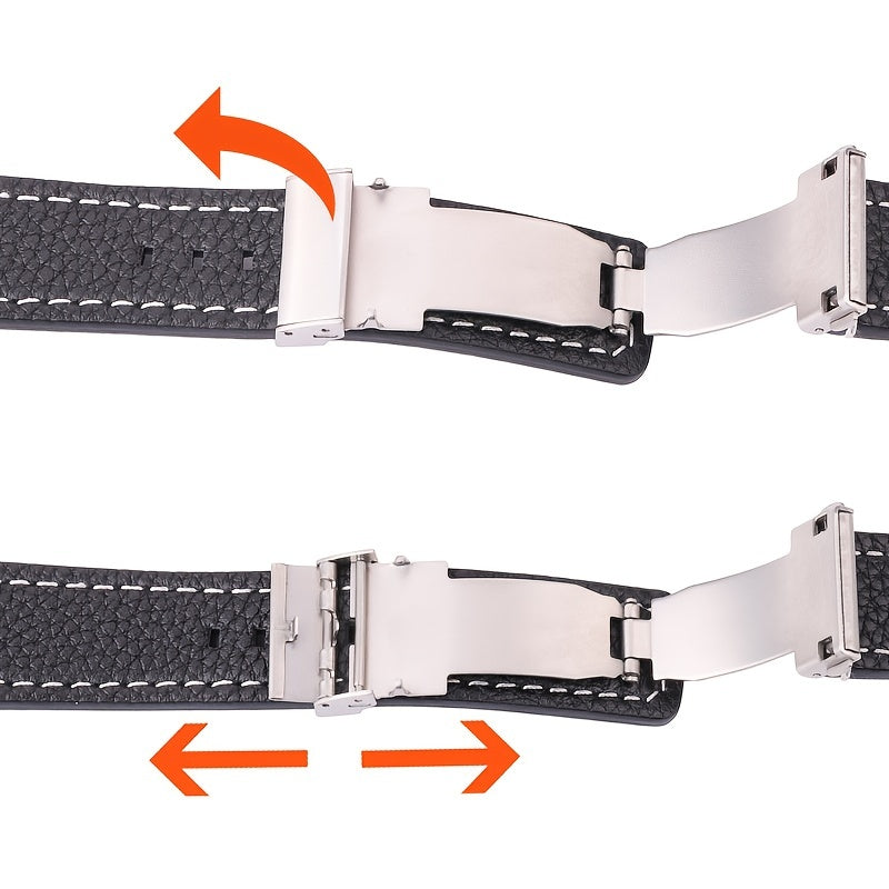 Leather Smartwatch Band for Men Women 18mm 20mm 22mm 24mm Quick Release Strap